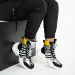 Pantofi sport dama negri cu argintiu din piele ecologica Rashia