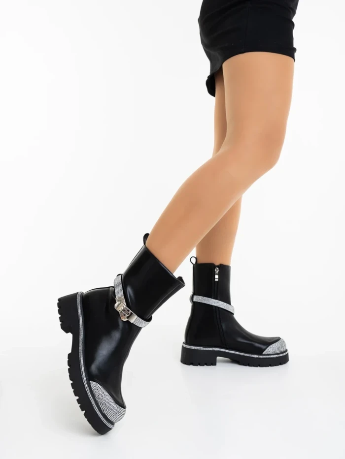 Cizme dama negre din piele ecologica Tamarin