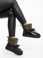 Cizme dama verzi  din piele ecologica lacuita si material sintetic Galena