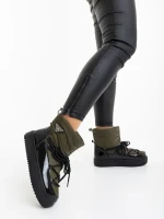 Cizme dama verzi  din piele ecologica lacuita si material sintetic Galena