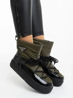 Cizme dama verzi  din piele ecologica lacuita si material sintetic Galena