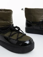 Cizme dama verzi  din piele ecologica lacuita si material sintetic Galena