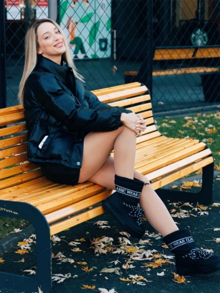 Cizme dama negre din piele ecologica si material Nicova