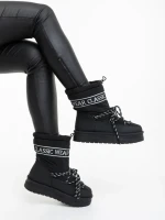 Cizme dama negre din piele ecologica si material Nicova