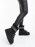 Cizme dama negre din piele ecologica si material Nicova