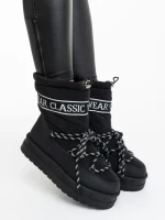 Cizme dama negre din piele ecologica si material Nicova