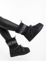 Cizme dama negre din piele ecologica si material Nicova