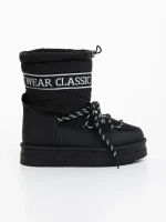 Cizme dama negre din piele ecologica si material Nicova