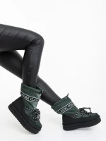 Cizme dama verzi din piele ecologica si material Nicova