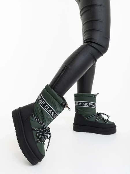 Cizme dama verzi din piele ecologica si material Nicova