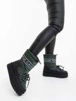 Cizme dama verzi din piele ecologica si material Nicova