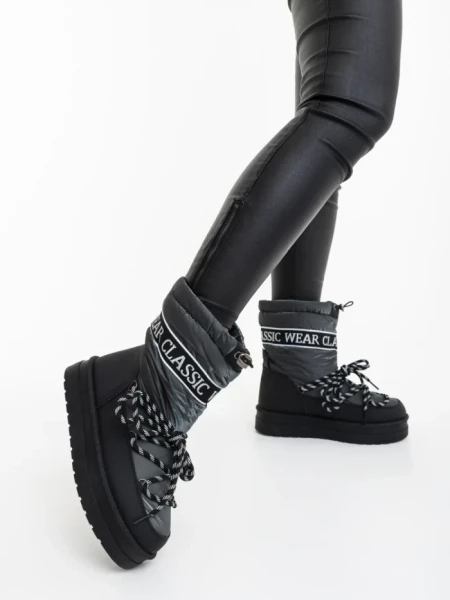 Cizme dama gri din piele ecologica si material textil Nicova