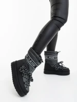 Cizme dama gri din piele ecologica si material textil Nicova