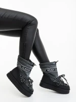 Cizme dama gri din piele ecologica si material textil Nicova