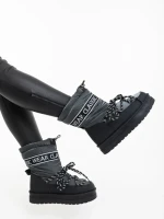 Cizme dama gri din piele ecologica si material textil Nicova