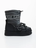 Cizme dama gri din piele ecologica si material textil Nicova