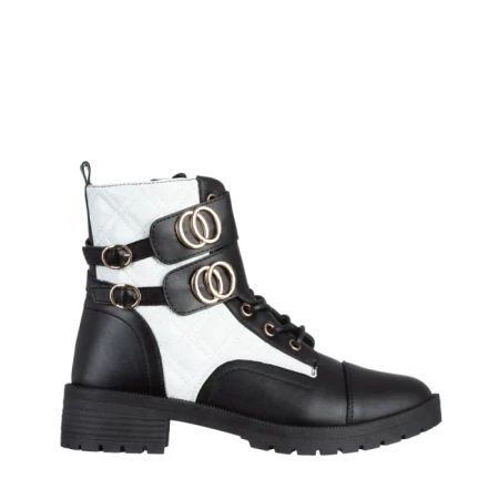 Ghete dama negre cu alb din piele ecologica Shirley