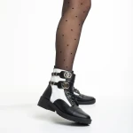 Ghete dama negre cu alb din piele ecologica Shirley