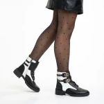 Ghete dama negre cu alb din piele ecologica Shirley