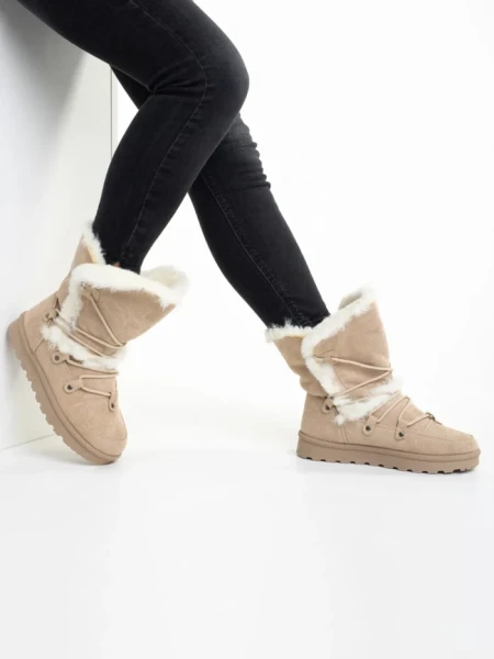 Cizme dama bej din material textil Phyllis