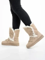 Cizme dama bej din material textil Phyllis