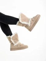 Cizme dama bej din material textil Phyllis