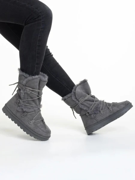 Cizme dama gri din material textil Phyllis