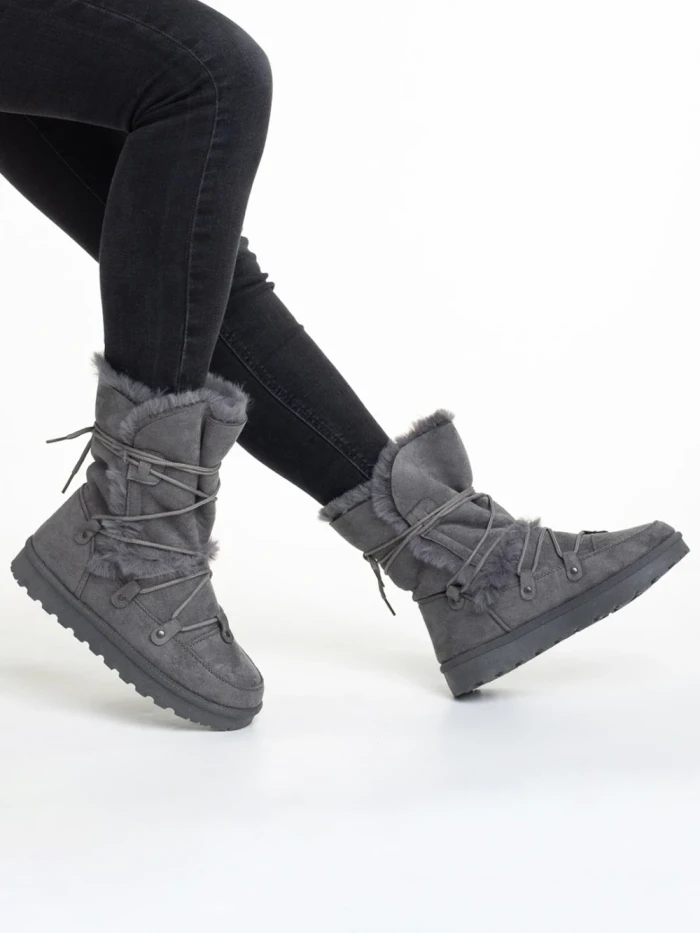 Cizme dama gri din material textil Phyllis