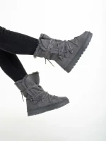 Cizme dama gri din material textil Phyllis