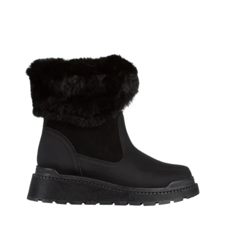 Cizme dama Negre din piele ecologica si material textil Aubrielle