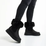 Cizme dama Negre din piele ecologica si material textil Aubrielle