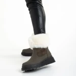 Cizme dama verzi din piele ecologica si material textil Aubrielle