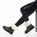 Cizme dama verzi din piele ecologica si material textil Aubrielle