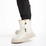 Cizme dama bej din piele ecologica si material textil Sutton