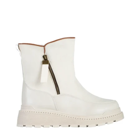 Cizme dama bej din piele ecologica si material textil Sutton