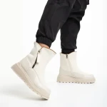 Cizme dama bej din piele ecologica si material textil Sutton