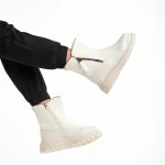 Cizme dama bej din piele ecologica si material textil Sutton