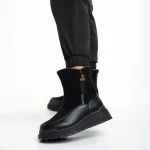 Cizme dama negre din piele ecologica si material textil Sutton