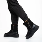 Cizme dama negre din piele ecologica si material textil Sutton