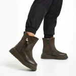 Cizme dama verzi din piele ecologica si material textil Sutton