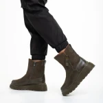 Cizme dama verzi din piele ecologica si material textil Sutton