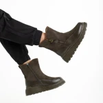 Cizme dama verzi din piele ecologica si material textil Sutton