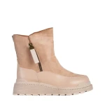 Cizme dama roz din piele ecologica si material textil Sutton