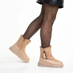 Cizme dama roz din piele ecologica si material textil Sutton