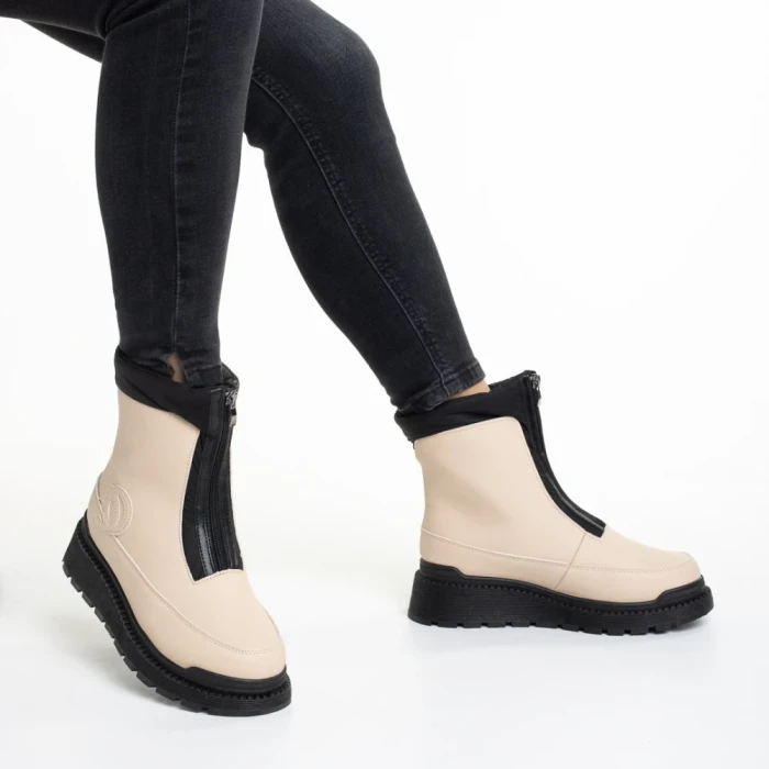 Cizme dama bej din piele ecologica Lilith