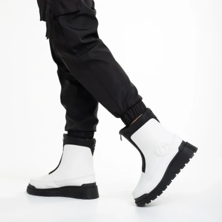 Cizme dama albe din piele ecologica Lilith