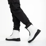 Cizme dama albe din piele ecologica Lilith