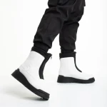 Cizme dama albe din piele ecologica Lilith