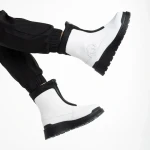 Cizme dama albe din piele ecologica Lilith