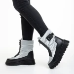 Cizme dama gri deschis din material textil Rinda